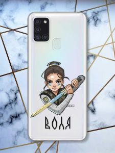 Прозорий чохол на Samsung Galaxy A21s патріотичний дизайн Українська захисниця принт 169
