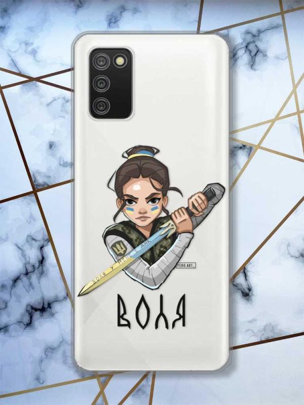 Прозорий чохол для Samsung Galaxy A02s  патріотичний дизайн Українська захисниця принт 169