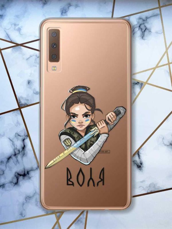 Прозорий чохол на Samsung Galaxy A7(2018) A750 патріотичний дизайн Українська захисниця принт 169