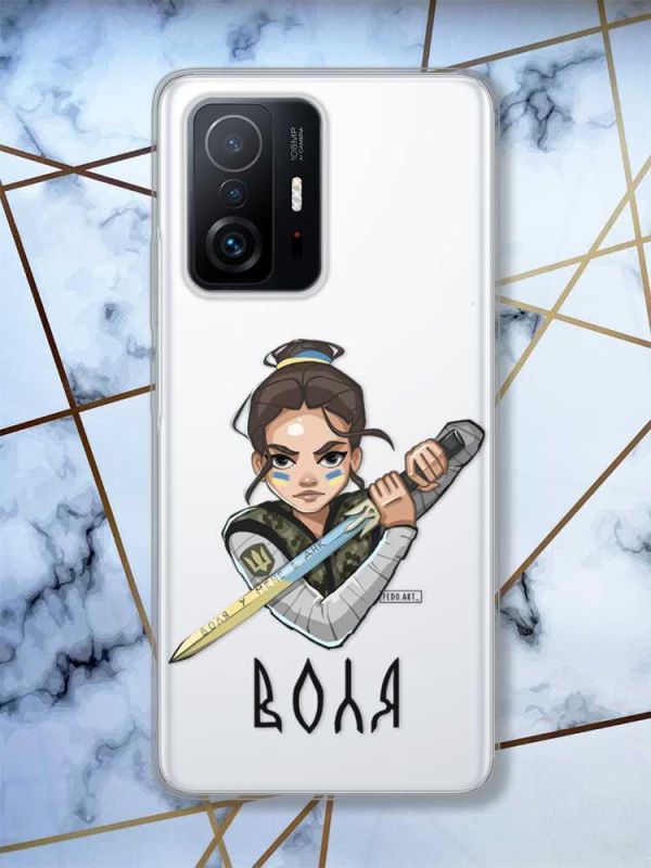 Прозорий чохол на Xiaomi 11T  патріотичний дизайн Українська захисниця принт 169