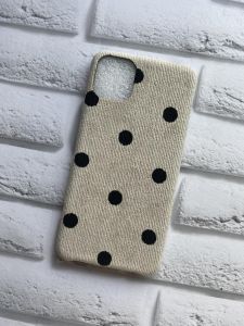 Силіконовий чохол, обтягнутий тканиною, для iPhone 11 Pro Max (6,5) Сірий у горошок