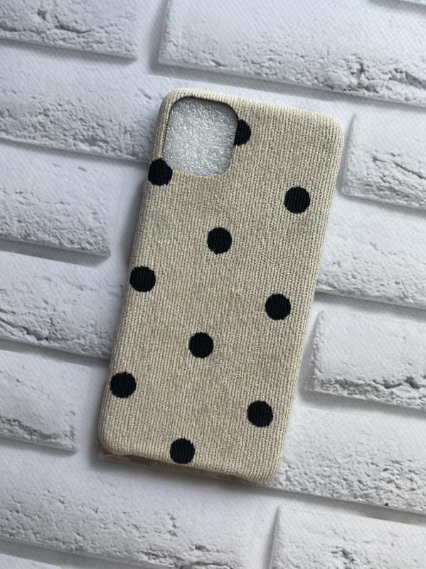 Силіконовий чохол, обтягнутий тканиною, для iPhone 11 Pro Max (6,5) Сірий у горошок