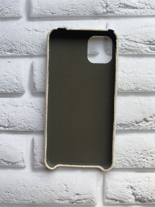 Силіконовий чохол, обтягнутий тканиною, для iPhone 11 Pro Max (6,5) Сірий у горошок