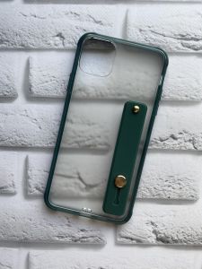 Силіконовий прозорий чохол з тримачем для iPhone 11 Pro Max (6,5) Зелений