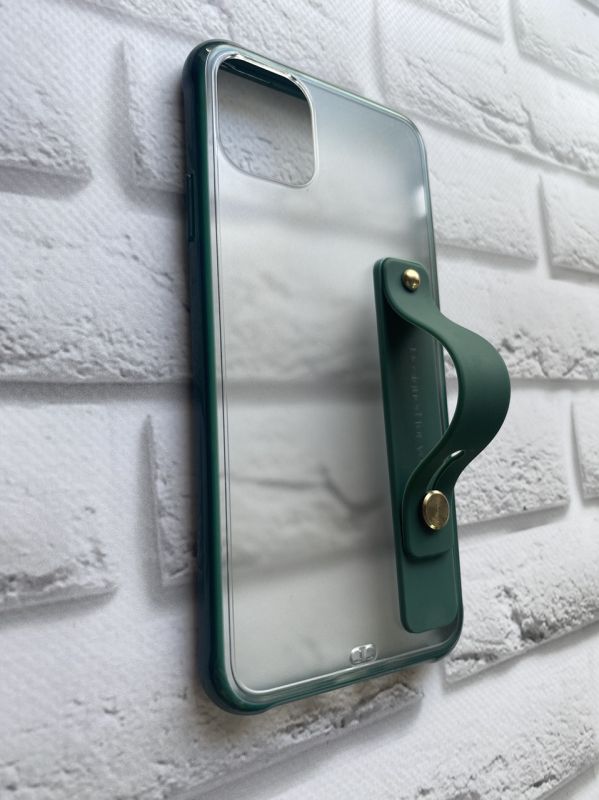 Силіконовий прозорий чохол з тримачем для iPhone 11 Pro Max (6,5) Зелений