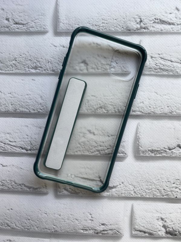 Силіконовий прозорий чохол з тримачем для iPhone 11 Pro Max (6,5) Зелений