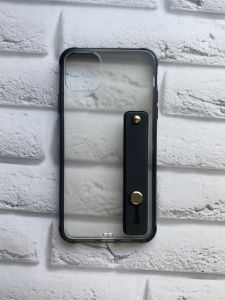 Силіконовий прозорий чохол з тримачем для iPhone 11 Pro Max (6,5) Чорний