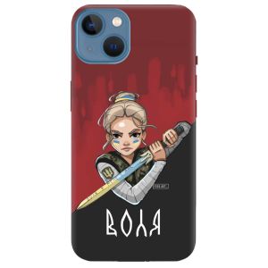Чохол на Apple iPhone 13 патріотичний дизайн Українська захисниця принт 171