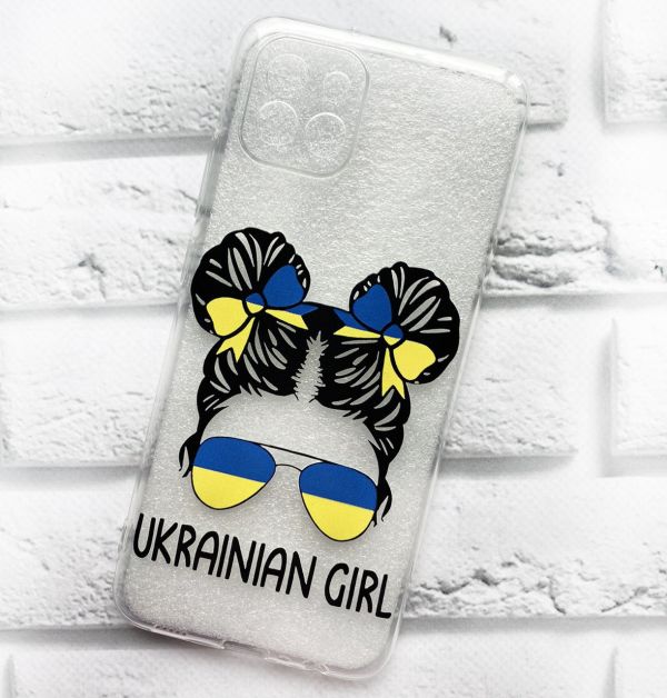 Прозорий чохол на Samsung Galaxy A03 / A035 патріотичний дизайн Українська дівчина принт 113