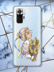 Патріотичний чохол на Xiaomi Redmi Note 10 Pro/10 Pro Max Українка з колосками (принт 173)