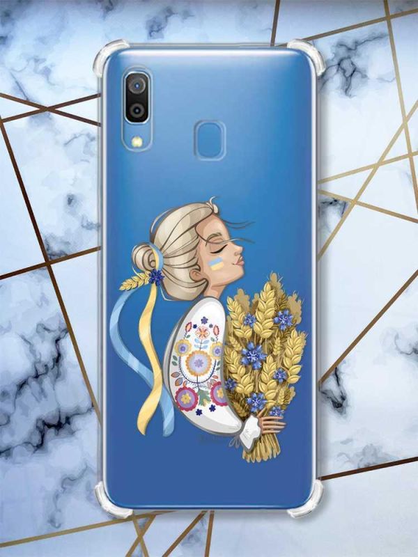 Чохол з потовщеними кутами на Samsung Galaxy A30 (2019) / A20 (2019) Українка з колосками (принт 173)