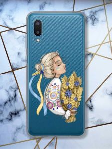 Прозорий чохол на Samsung Galaxy A02 / A022 (2021)  патріотичний дизайн Українка з колосками принт 173