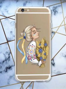 Прозорий чохол на iPhone 6/6s :: Українка з колосками (принт 173)