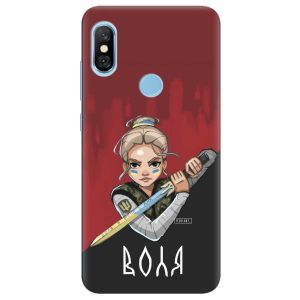Чохол на Xiaomi Redmi Note 6 Pro  патріотичний дизайн Українська захисниця принт 171