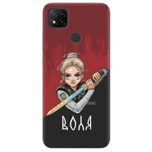 Чохол для Xiaomi Redmi 9C патріотичний дизайн Українська захисниця принт 171