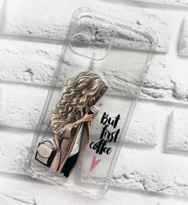 Чохол із потовщеними кутами на Apple iPhone 13 Pro Max Дівчина з кавою принт 114