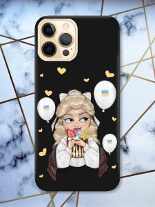 Матовий чорний чохол на Apple iPhone 12 Pro Max патріотичний дизайн Українка з солодощами (принт 175)