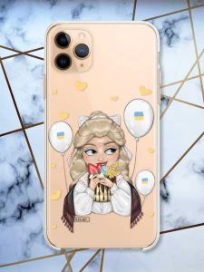 Прозорий чохол на iPhone 11 Pro Max (6,5) патріотичний дизайн Українка з солодощами (принт 175)