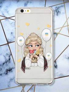 Прозорий чохол на iPhone 6+/6 Plus патріотичний дизайн Українка з солодощами (принт 175)