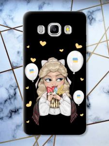 Матовий чорний чохол на Samsung Galaxy J5(2016) J510 патріотичний дизайн Українка з солодощами (принт 175)