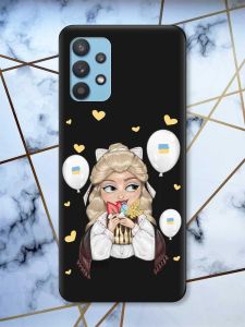 Матовий чорний чохол на Samsung Galaxy A32 патріотичний дизайн Українка з солодощами (принт 175)