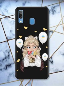 Матовий чорний чохол на Samsung Galaxy A30 (2019) / A20 (2019) Українка з солодощами (принт 175)
