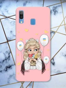 Рожевий чохол на Samsung Galaxy A30 / A20 (2019) патріотичний дизайн Українка з солодощами (принт 175)