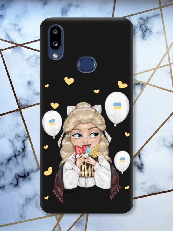 Матовий чорний чохол на Samsung Galaxy A10ѕ A107 патріотичний дизайн Українка з солодощами (принт 175)