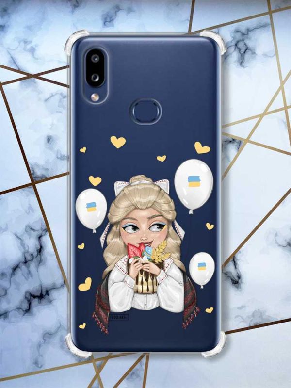 Чохол з потовщеними кутами на Samsung Galaxy A10s/A107 патріотичний дизайн Українка з солодощами (принт 175)