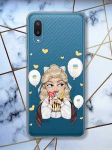 Прозорий чохол на Samsung Galaxy A02 / A022 (2021)  патріотичний дизайн Українка з солодощами (принт 175)
