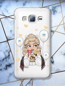 Прозорий чохол на Samsung Galaxy J3 2016 J310 патріотичний дизайн Українка з солодощами (принт 175)
