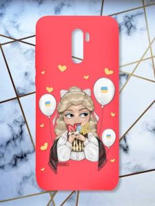 Матовий червоний чохол на Xiaomi Redmi Note 8 Pro патріотичний дизайн Українка з солодощами (принт 175)