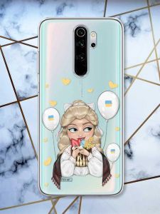 Прозорий чохол на Xiaomi Redmi Note 8 Pro  патріотичний дизайн Українка з солодощами (принт 175)