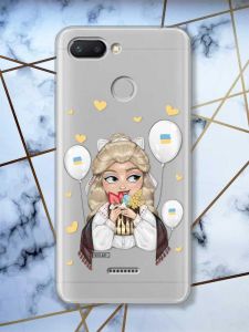 Прозорий чохол на Xiaomi Redmi 6  патріотичний дизайн Українка з солодощами (принт 175)