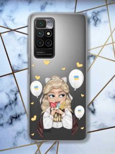 Прозорий чохол для Xiaomi Redmi 10 патріотичний дизайн Українка з солодощами (принт 175)