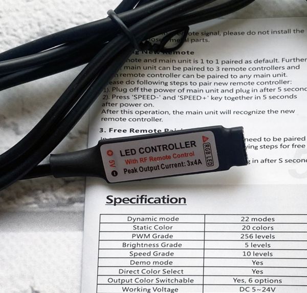 LED контролер USB для RGB світлодіодних стрічок з пультом дистанційного керування