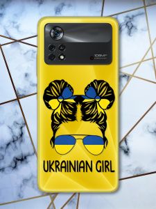 Прозорий чохол на Xiaomi Poco X4 Pro патріотичний дизайн Українська дівчина (принт 113)