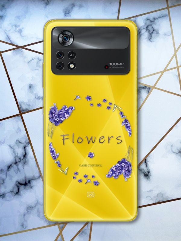 Прозорий чохол на Xiaomi Poco X4 Pro Лавандовий віночок (принт 19)