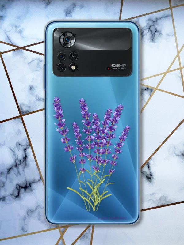 Прозорий чохол на Xiaomi Poco X4 Pro Лаванда (принт 28)