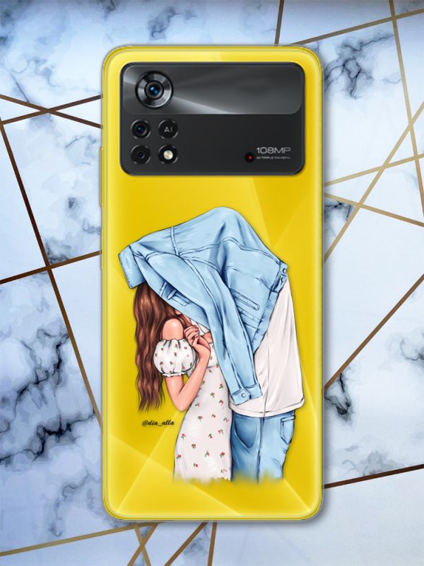 Прозорий чохол на Xiaomi Poco X4 Pro Поцілунок (принт 33)