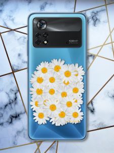 Прозорий чохол на Xiaomi Poco X4 Pro Букет ромашок (принт 40)