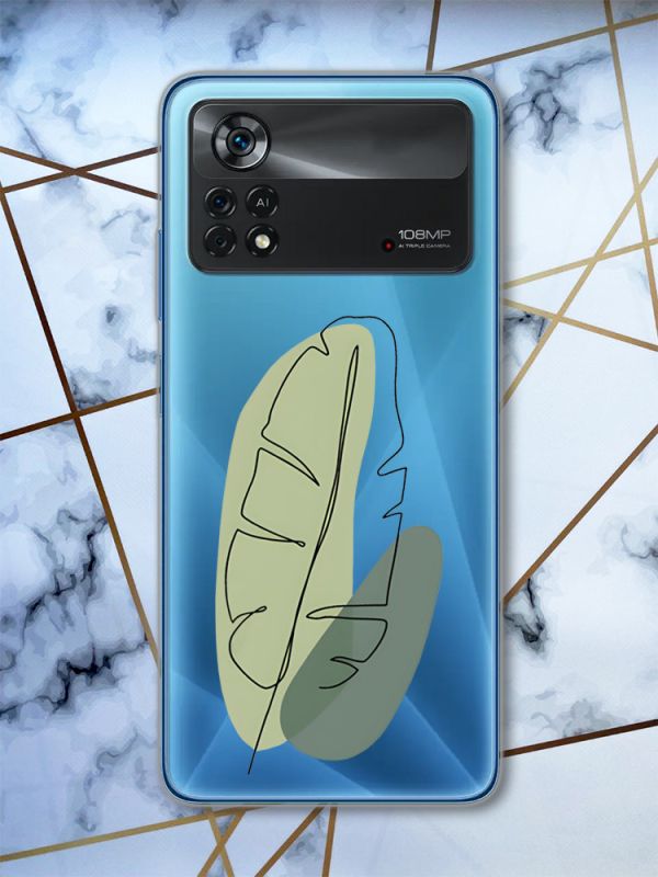 Прозорий чохол на Xiaomi Poco X4 Pro Листочок (принт 65)