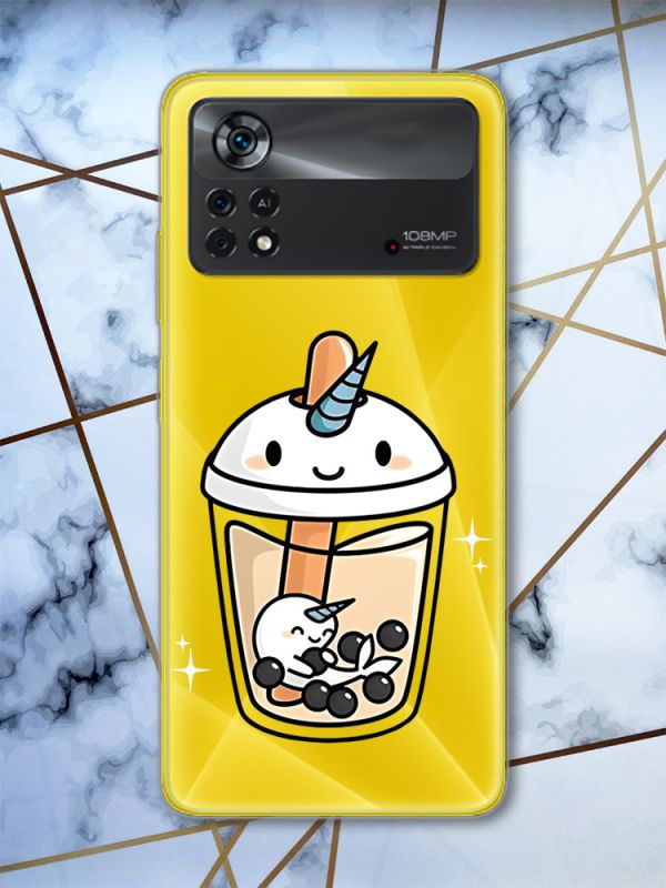 Прозорий чохол на Xiaomi Poco X4 Pro Коктейль Єдиноріг (принт 96)