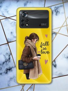 Прозорий чохол на Xiaomi Poco X4 Pro Дівчина з кавою (принт 112)