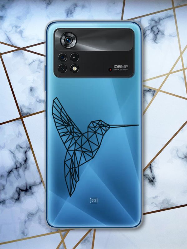 Прозорий чохол на Xiaomi Poco X4 Pro Колібрі (принт 122)