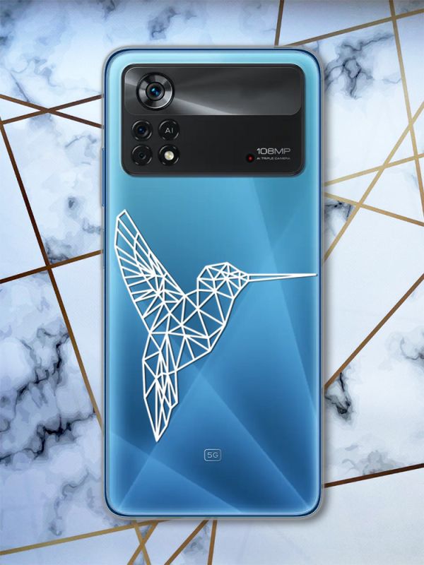 Прозорий чохол на Xiaomi Poco X4 Pro Колібрі (принт 123)
