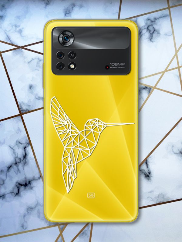 Прозорий чохол на Xiaomi Poco X4 Pro Колібрі (принт 123)