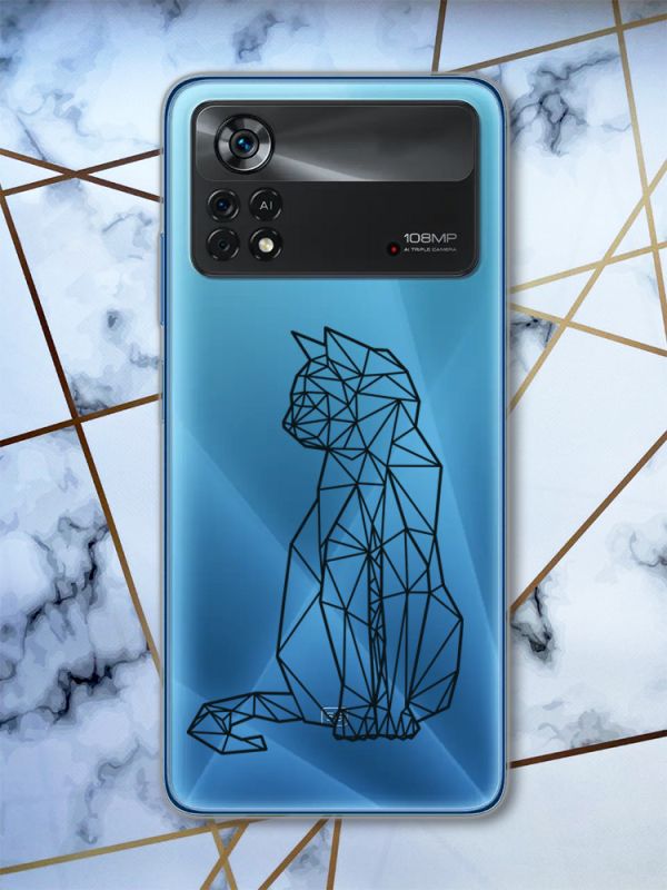 Прозорий чохол на Xiaomi Poco X4 Pro Кіт (принт 124)
