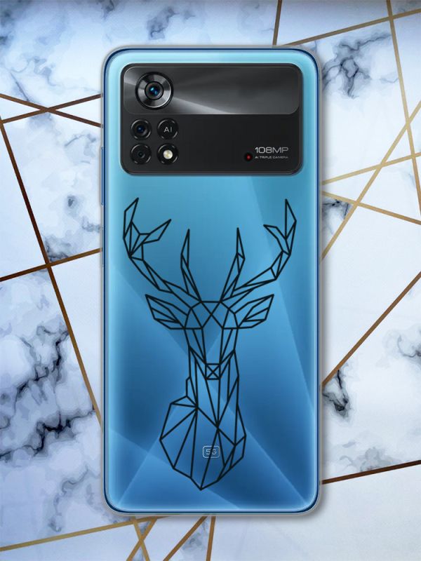 Прозорий чохол на Xiaomi Poco X4 Pro Олень (принт 128)