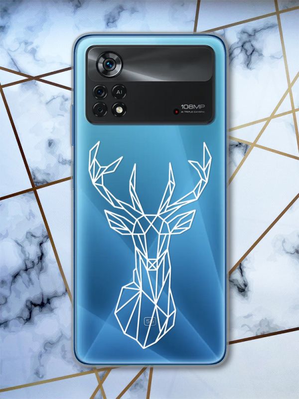 Прозорий чохол на Xiaomi Poco X4 Pro Олень (принт 129)